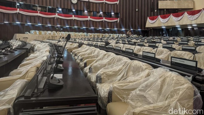 Persiapan di DPR jelang sidang tahunan 2022 per 12 Agustus. (Nahda Rizki Utami/detikcom).