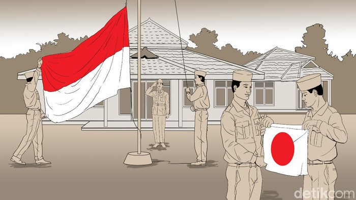 Ilustrasi upacara Bendera di Rengasdengklok tanggal 16 Agustus 1945