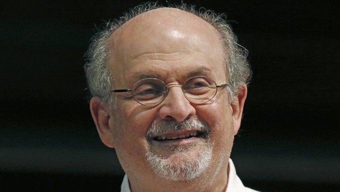 FILE - Author Salman Rushdie appears during the Mississippi Book Festival in Jackson, Miss., on Aug. 18, 2018. Rushdie, whose writing led to death threats, has been attacked on stage at an event in western New York (AP Photo/Rogelio V. Solis, File)