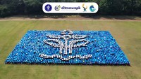 FotoBarulah formasi dilanjut dengan pengenalan logo IPB hingga logo angkatan 59 bernama Gatamala Agrinawa  Dok. IPB