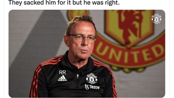 Ralf Rangnick sudah bilang Manchester United butuh 10 pemain baru tapi malah dipecat. Ternyata dia benar. Foto: Twitter