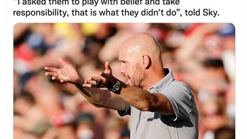 Permintaan maaf dari Erik Ten Hag. Tim ini harus bertanggungjawab, kata dia. Foto: Twitter