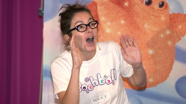 NEW YORK - OCTOBER 12:  Nikky Smedley, co-producer and choreographer of Boohbah, leads about 80 children from three Brooklyn Pre-K school through various dance steps and exercises to promote Fitness For Children With Boohbah at the Toys 