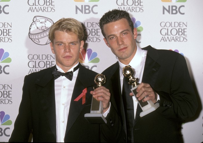 Matt Damon and Ben Affleck during 55th Annual Golden Globe Awards at Beverly Hilton Hotel in Beverly Hills, California, United States. (Photo by Jim Smeal/Ron Galella Collection via Getty Images)