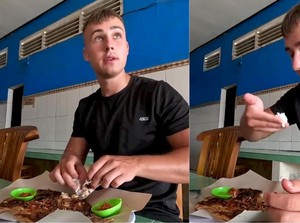 Bule Jerman Cicip Ikan Bakar Langsung di Pasar, Ini Komentarnya