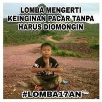 Anti mainstream, kalau lombanya disuruh mengerti keinginan pacar tanpa harus diomongin kira-kira siapa yang menang ya? Kayaknya harus bertapa dulu nih biar bisa menang.. Foto: Instagram/@recehtapiviral