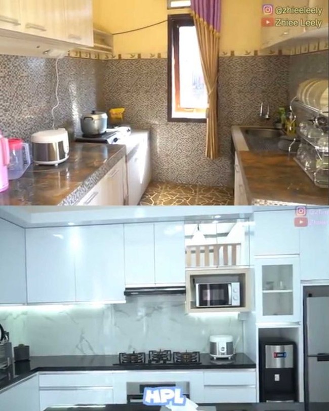 Ia pun membuat perbandingan sebelum dan sesudah rumahnya di renovasi total menjadi lebih minimalis. Jadi itu house tour rumah aku walaupun belum lengkap furniturenya, semoga bisa menginspirasi bagi yang ingin membangun rumah, pungkasnya. Foto: Dok. Youtube Zhiee Leely.