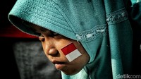 Para siswa juga merias wajahnya dengan bendera merah putih sebagai kecintaannya terhadap NKRI.