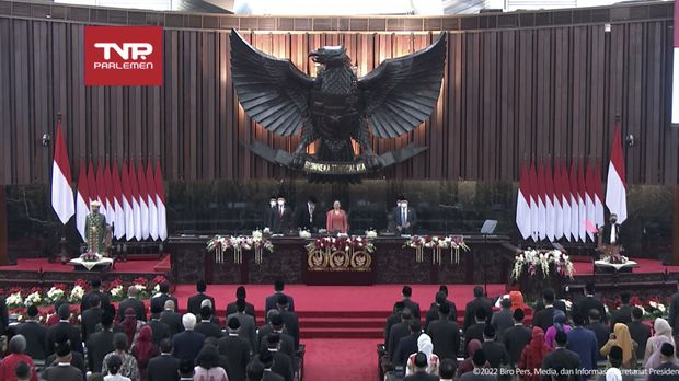 Suasana Sidang Tahunan MPR-RI dan Sidang Bersama DPR RI dan DPD RI Tahun 2022. (Tangkapan Layar via Youtube Sekretariat Presiden)