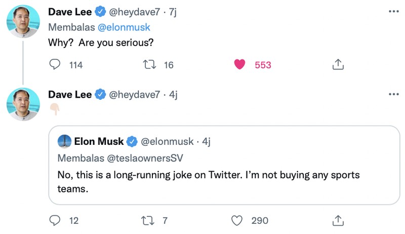 Di akun Twitter miliknya, Elon Musk bikin heboh dengan berkicau membeli klub sepakbola Manchester United. Namun tak lama berselang, ia mengklarifikasinya bahwa itu sebuah kelakar saja.