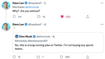 Bos SpaceX dan Tesla itu tidak ada niatan untuk beli klub olahraga setelah batal membeli Twitter. Foto: Twitter