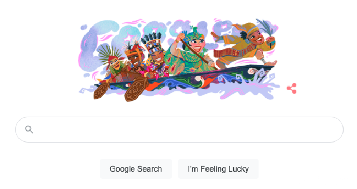 Google doodle hari ini tampilkan tradisi pacu jalur dari Riau.