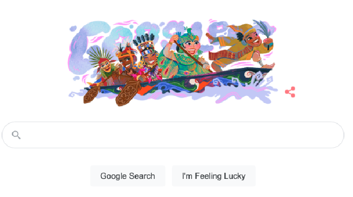 Google doodle hari ini tampilkan tradisi pacu jalur dari Riau.