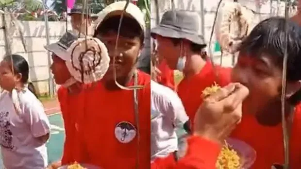 Momen kocak lomba makan kerupuk