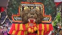 Reog juga dihadirkan untuk memeriahkan HUT ke-77 RI di Kemenparekraf.