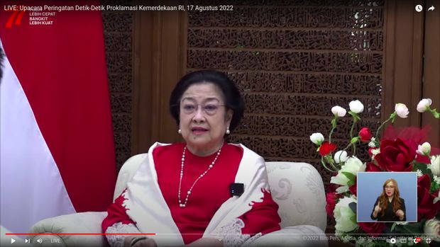 Screenshot Megawati Soekarnoputri di YouTube Setpres