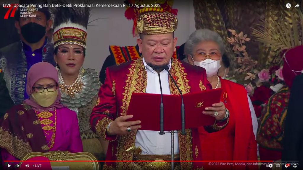 Ketua DPD Bacakan Teks Proklamasi, Menag Baca Doa HUT RI di Istana