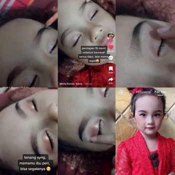 Seorang ibu merias anaknya yang sedang tidur untuk ikut karnaval, viral di media sosial.