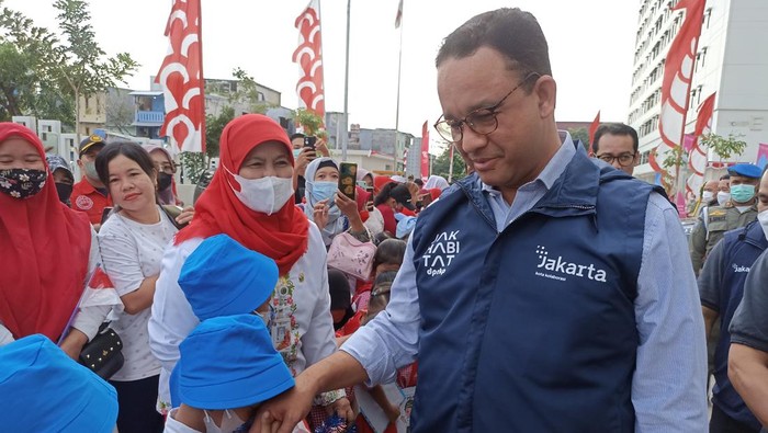 Anies di rusunawa, Penjaringan, Jakut