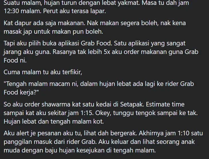 Antar Makanan di Tengah Hujan, Ojol Ini Sempat Tolak Tip Pelanggan