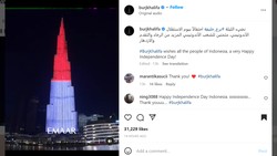 Bertabur Cahaya! Burj Khalifa Berselubung Merah Putih