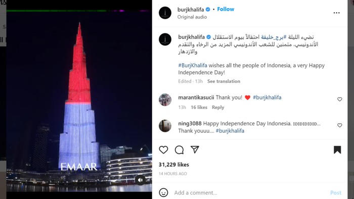 Burj Khalifa rayakan kemerdekaan Indonesia Burj Khalifa rayakan kemerdekaan Indonesia