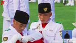 Isra Mashel, Putra Sandy Arifin Jadi Sorotan di Upacara Penurunan Merah Putih