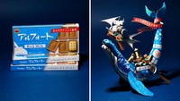 Mulai dari kapal hingga ikan, karya seni ini dibuat dari tumpukan kemasan biskuit susu. Kira-kira Harukiru mendapatkan inspirasinya dari mana ya?