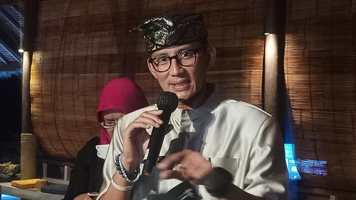 Menteri Pariwisata dan Ekonomi Kreatif, Sandiaga Salahuddin Uno di Kura-kura Bali, Serangan, Denpasar, Bali, Kamis (18/8/2022).