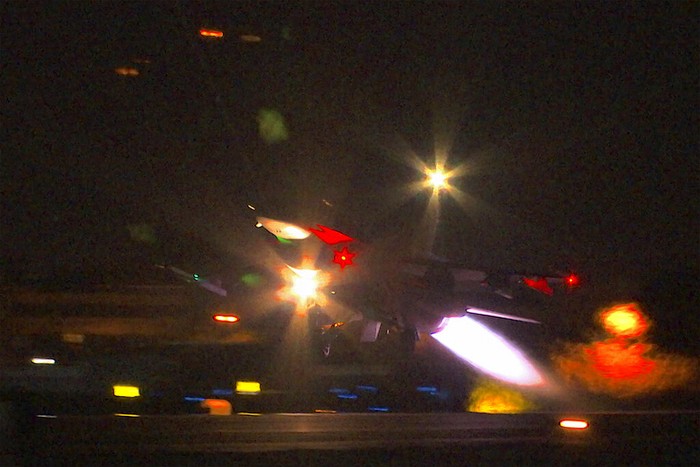 A Taiwanese airforce F16V fighter jet takes part in night drill from the Hualien Airbase in Taiwan's southeastern Hualien county on Wednesday, Aug. 17, 2022. Taiwan is staging military exercises to show its ability to resist Chinese pressure to accept Beijing's political control over the island. (AP Photo/Johnson Lai)
