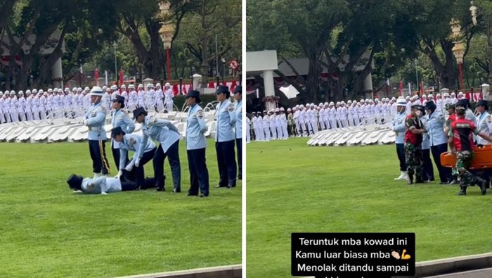 Viral salah satu Kowad yang menolak ditandu sampai menyelesaikan tugasnya pada saat upacara bendera di Istana Merdeka.
