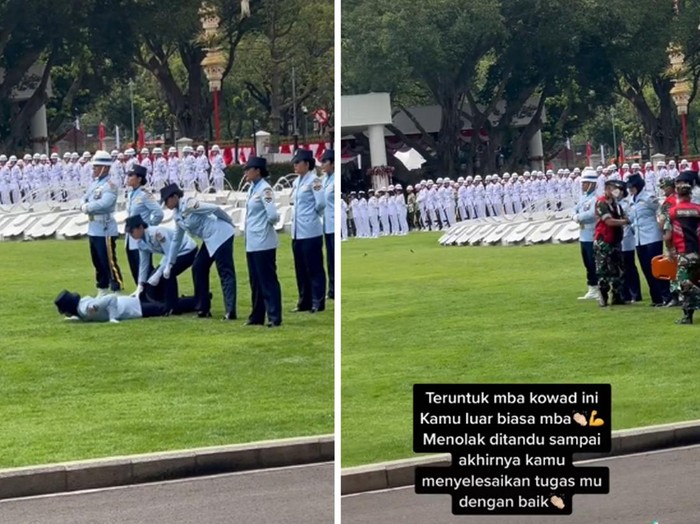 Viral salah satu Kowad yang menolak ditandu Viral salah satu Kowad yang menolak ditandu sampai menyelesaikan tugasnya pada saat upacara bendera di Istana Merdeka.