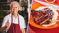 Spesialis daging panggang, kakek 82 tahun ini menjajakan dagangannya di Singapura. Tapi sayang ia terpaksa pensiun lantaran kondisi kesehatannya kian menurun. Foto: 8days.sg / Alvin Lim