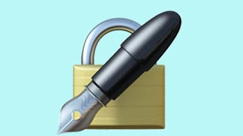 Emoji The Locked with Pen tampak aneh, menampakkan pena dan gembok. Artinya adalah keamanan digital, tapi malah yang digambarkan adalah perangkat jadul. Foto: Emojipedia