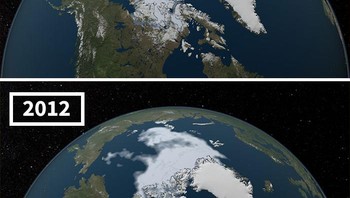 Cakupan Es Laut Arktik 1084 vs 2012 Foto: NASA