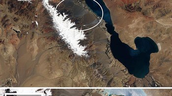 Longsor Es di Pegunungan Aru Tibet Foto: NASA