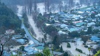 Banjir menggenangi kota dan permukiman. Peramal cuaca Metservice mengatakan Nelson mengalami curah hujan tinggi mencapai 172 mm (6,8 inci) sejak Selasa (16/8) lalu. (Nelson City Council/Reuters)