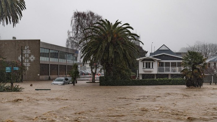 Foto Udara Banjir Parah yang Melanda Selandia Baru A state of emergency is declared as the Maitai River breaches its banks and severe flooding affects Nelson, New Zealand, August 18, 2022. REUTERS/Tatsiana Chypsanava NO RESALES. NO ARCHIVES