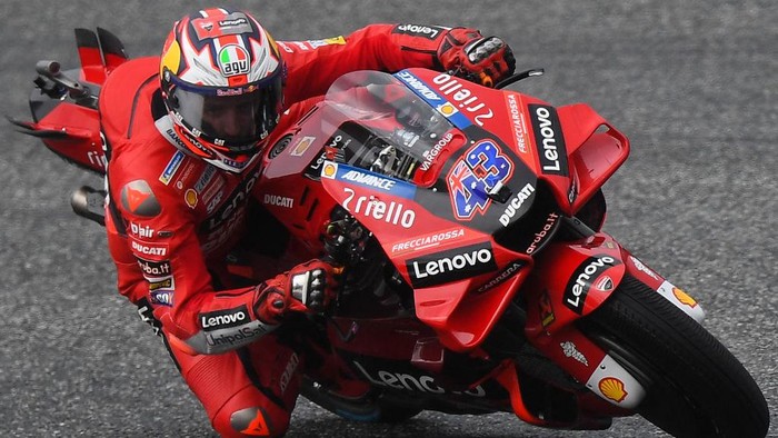 Ducati Lenovos Australian rider Jack Miller competes during the first free practice session of the MotoGP Austrian Grand Prix at the Redbull Ring racetrack in Spielberg on August 19, 2022. (Photo by VLADIMIR SIMICEK / AFP) (Photo by VLADIMIR SIMICEK/AFP via Getty Images)