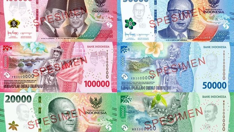 Pemerintah dan Bank Indonesia (BI) telah meluncurkan uang rupiah kertas tahun emisi (TE) 2022. Ada 7 uang pecahan yang secara resmi diedarkan, Rp 100.000, Rp 50.000, Rp 20.000, Rp 10.000, Rp 5.000, Rp 2000, dan Rp 1000. Berikut ini tampak depan dan belakang uang rupiah baru 2022, dikutip dari laman resmi Bank Indonesia.