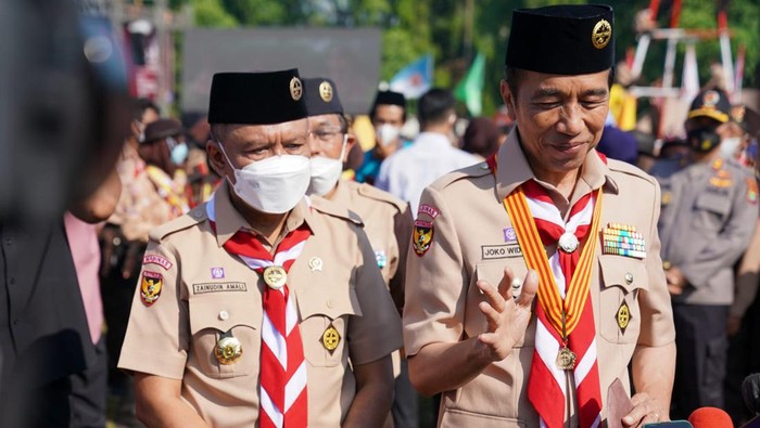 Menpora Zainudin Amali-Presiden Jokowi saat hadiri Jamnas 2022, Jumat (19/8/2022)