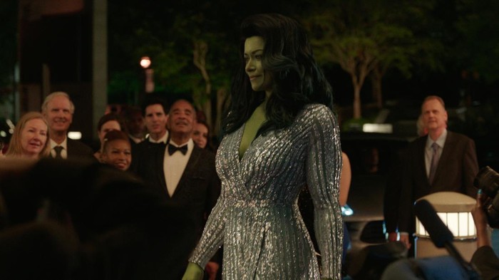 Tatiana Maslany as Jennifer Jen Walters/She-Hulk in Marvel Studios She-Hulk: Attorney at Law, exclusively on Disney+. Photo courtesy of Marvel Studios. ©Marvel Studios 2022. All Rights Reserved.