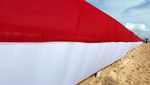 HUT RI, Bendera 100 Meter Dibentangkan di Pulau Kapuk