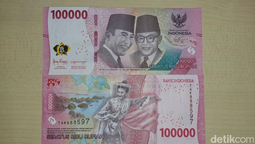 Wujud Uang Kertas Baru Pecahan Rp 100.000 sampai Rp 1.000