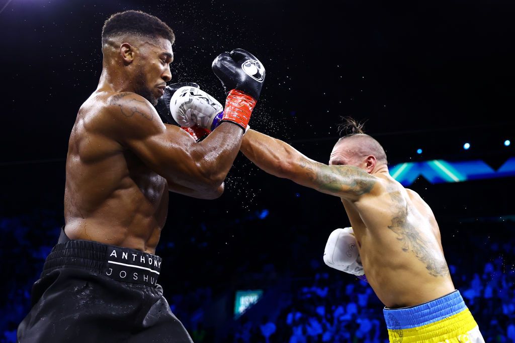 JEDDAH, SAUDI ARABIA - AUGUST 20: Anthony Joshua reacts during a press conference after the Rage on the Red Sea Heavyweight Title Fight at King Abdullah Sports City Arena on August 20, 2022 in Jeddah, Saudi Arabia. (Photo by Francois Nel/Getty Images)