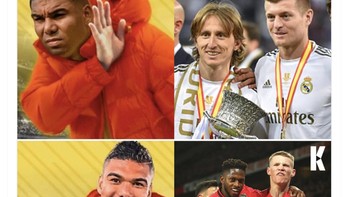 Casemiro malah tidak mau lagi bermain bersama Tony Kroos dan Luka Modric, tapi memilih gabung dengan Fred dan McTominay. Foto: Twitter