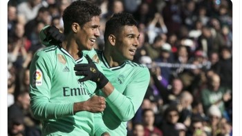 Netizen ini yakin kedatangan Casemiro akan membuat Varane mengkilap seperti yang mereka lakukan dulu di Real Madrid. Foto: Twitter