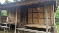 Penglingsir sekaligus pemilik rumah Bandung Rangki I Wayan Sukrata mengatakan, bangunan rumah berbahan dasar bambu, tiang penyangga hanya menggunakan bambu yang ditancapkan tanah. Alas pijaknya masih berupa tanah dan atapnya terbuat dari bambu. Sedangkan dindingnya terbuat dari gedeg berbahan dasar bambu. Foto: Made Wijaya Kusuma