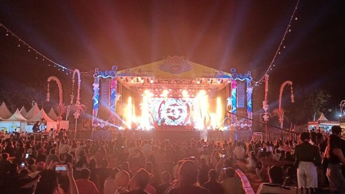 Suasana Sanfest 2022 di Pantai Matahari Terbit, Denpasar, Bali, Minggu (21/8/2022).