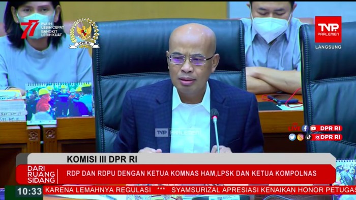 Desmond saat rapat Komisi III DPR dengan Kompolnas, Komnas HAM, LPSK